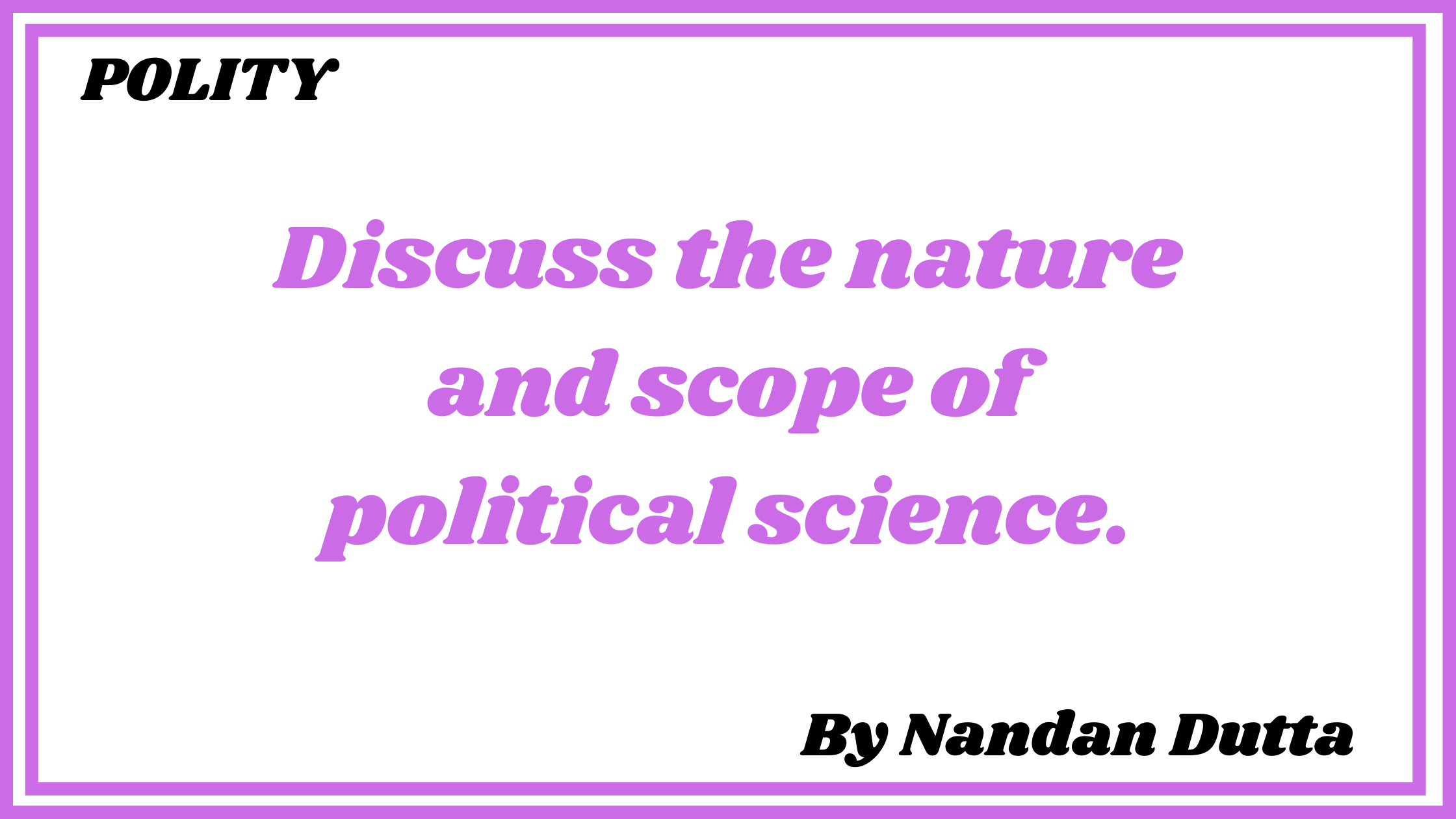 nature and significance of political science